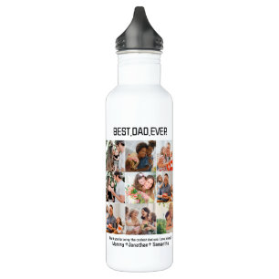 Custom Best Dad Ever Fathers Day 9 Photo Collage 710 Ml Water Bottle