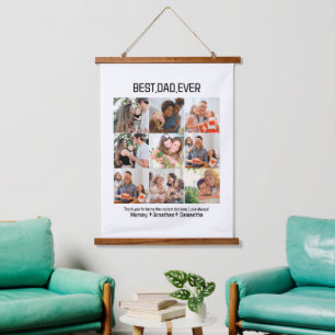 Custom Best Dad Ever Fathers Day 9 Photo Collage Hanging Tapestry