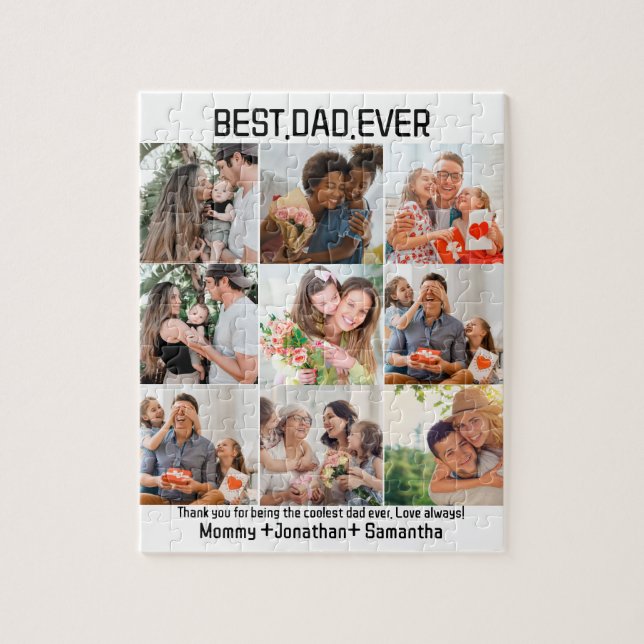 Custom Best Dad Ever Fathers Day 9 Photo Collage Jigsaw Puzzle (Vertical)