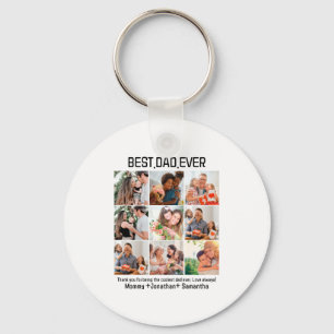 Custom Best Dad Ever Fathers Day 9 Photo Collage Keychain