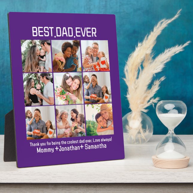 Custom Best Dad Ever Fathers Day 9 Photo Collage Plaque (Side)