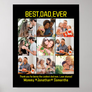 Custom Best Dad Ever Fathers Day 9 Photo Collage Poster