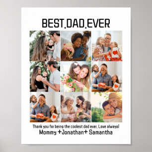 Custom Best Dad Ever Fathers Day 9 Photo Collage Poster