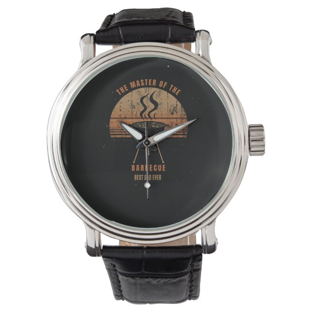 Custom Best Dad Ever Grill Master Retro Sunset BBQ Watch (Front)