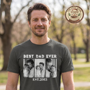 Custom Best Dad Ever Photo Collage EST Year T-Shirt