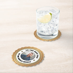 Custom Best Dad Father Photo Personalize Paper Coaster