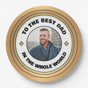 Custom Best Dad Father Photo Personalize Paper Plate