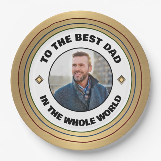 Custom Best Dad Father Photo Personalize Paper Plate (Front)