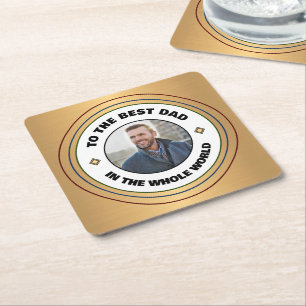Custom Best Dad Father Photo Personalize Square Paper Coaster