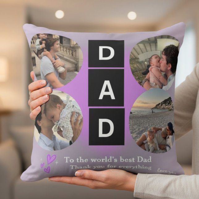 Custom "Best Dad" Photo Collage Personalized Gift  Throw Pillow (Creator Uploaded)