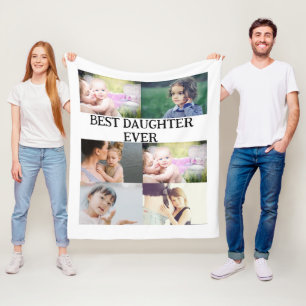 Custom Best Daughter Ever 6 photo collage      Fleece Blanket