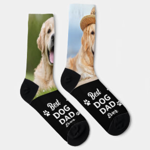 Custom Best DOG DAD Ever Personalize 2 Pet Photo Socks