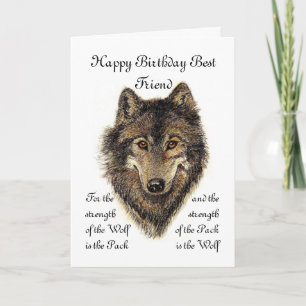 Custom Best Friend Birthday -Wolf and Pack Quote Card