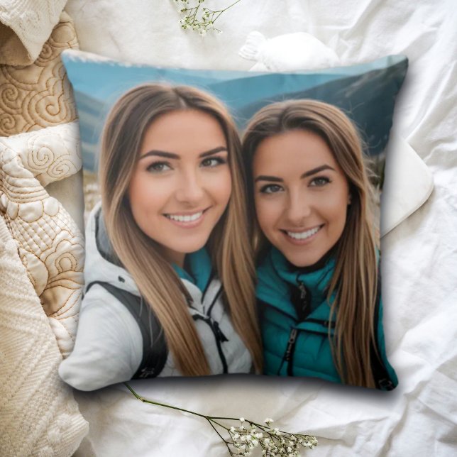 Custom Best Friends 2 Pictures Throw Pillow (Creator Uploaded)