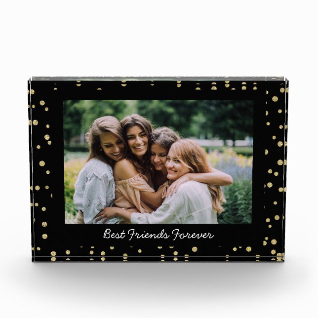 Custom Best Friends BFF Besties Photo Black Gold  (Front)