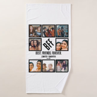 Custom Best Friends Forever BFF 8 Photo Collage Bath Towel Set