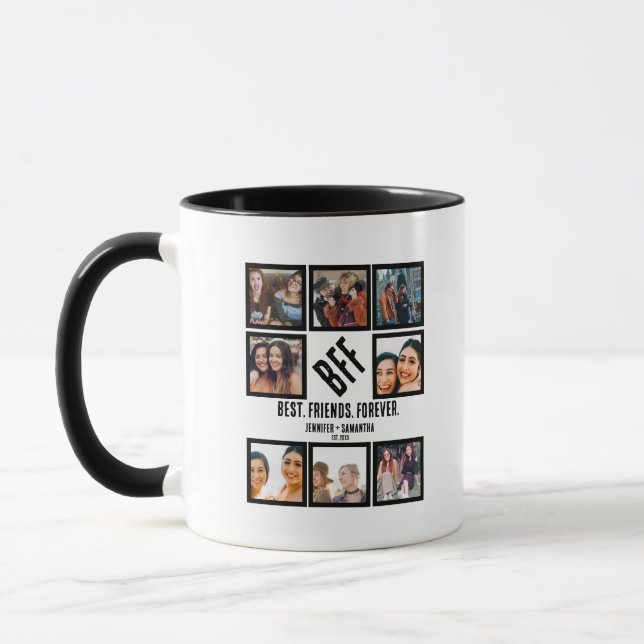 Custom Best Friends Forever BFF 8 Photo Collage  Mug (Left)