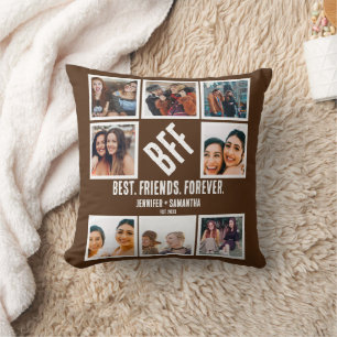 Custom Best Friends Forever BFF 8 Photo Collage  Throw Pillow