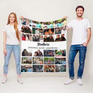 Custom Best Friends Forever Brothers Photo Collage Fleece Blanket