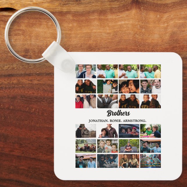 Custom Best Friends Forever Brothers Photo Collage Keychain (Front)