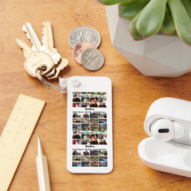 Custom Best Friends Forever Brothers Photo Collage Keychain (Desk)