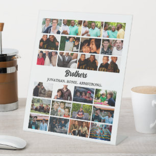 Custom Best Friends Forever Brothers Photo Collage Pedestal Sign