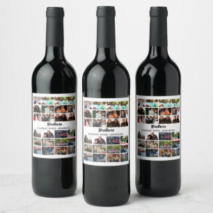 Custom Best Friends Forever Brothers Photo Collage Wine Label