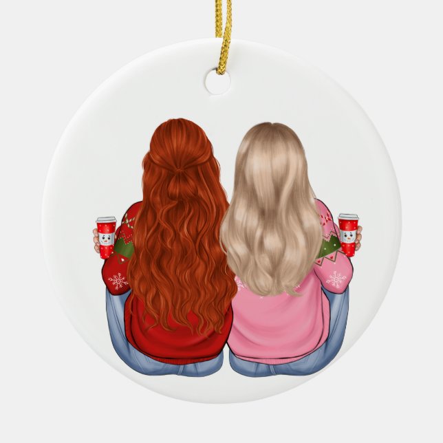 Custom Best Friends Forever Ceramic Ornament (Front)