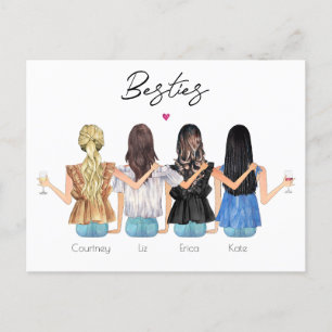 Custom best friends personalized portrait Postcard