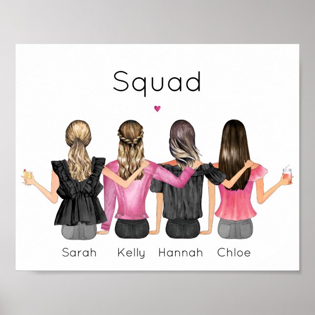 Custom best friends personalized portrait poster (Front)