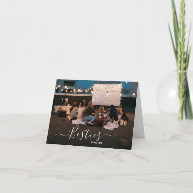 Custom Best Friends Photo Folded Holiday Card (Front)
