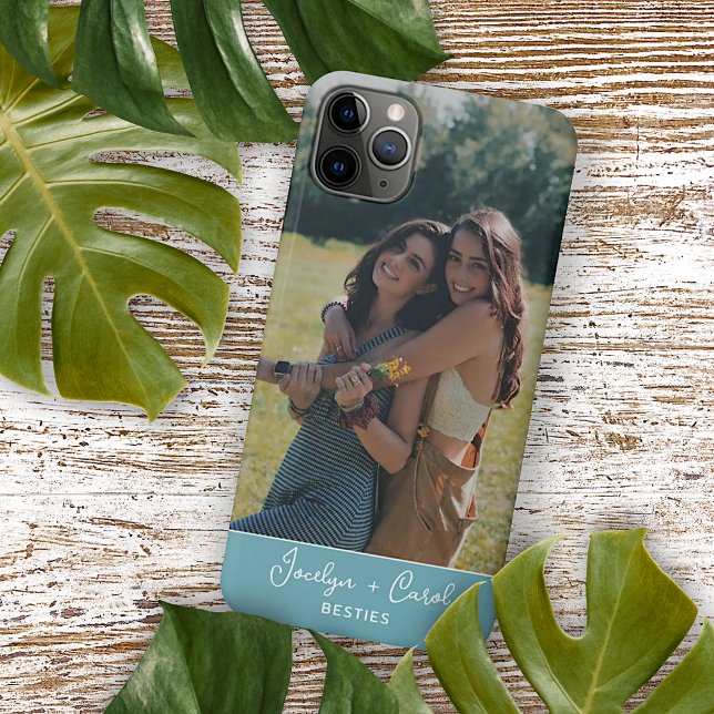 Custom Best Friends Photograph On Seafoam Blue iPhone Case (Creator Uploaded)