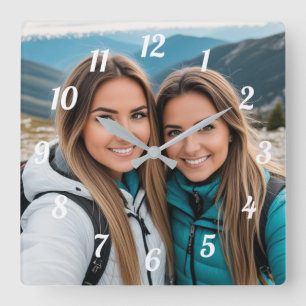 Custom Best Friends Picture Square Wall Clock