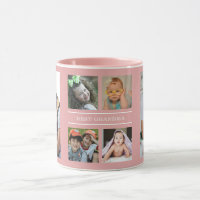 Custom Best Grandma Grandkids 6 Photo Collage Pink