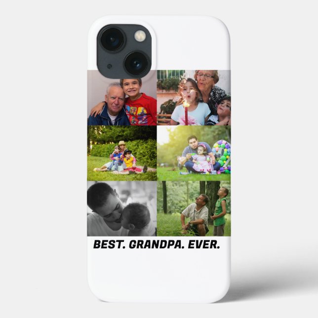 Custom Best grandpa ever 6 photo collage  Case-Mate iPhone Case (Back)