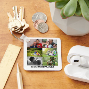 Custom Best grandpa ever 6 photo collage  Keychain