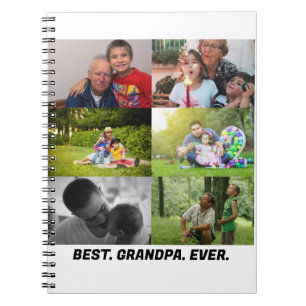 Custom Best grandpa ever 6 photo collage Notebook