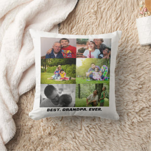 Custom Best grandpa ever 6 photo collage  Throw Pillow