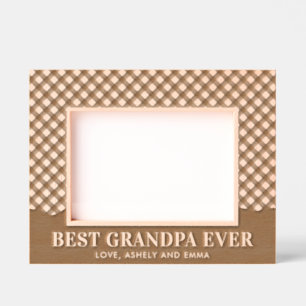 Custom Best Grandpa Ever Plaid Pattern Etched Frames