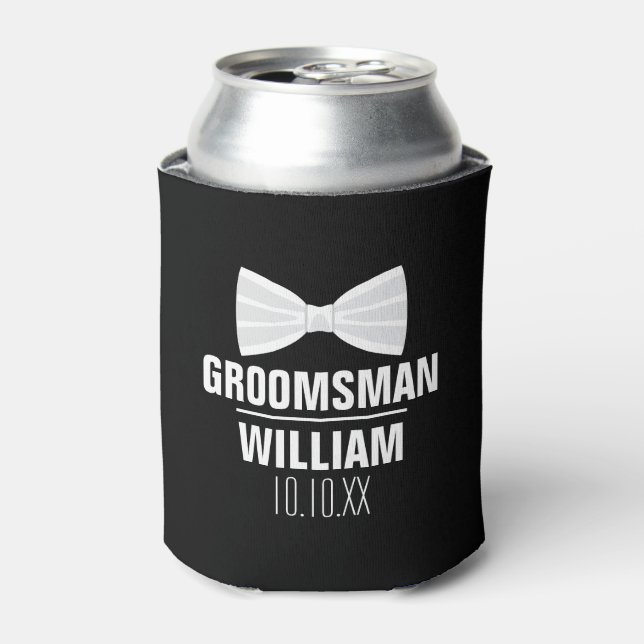 Custom Best Man Groomsman Wedding Can Cooler (Can Front)