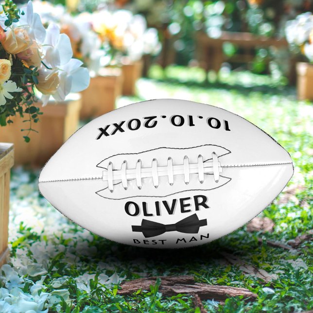 Custom Best Man Name Black Bow Wedding Keepsake Football (Creator Uploaded)