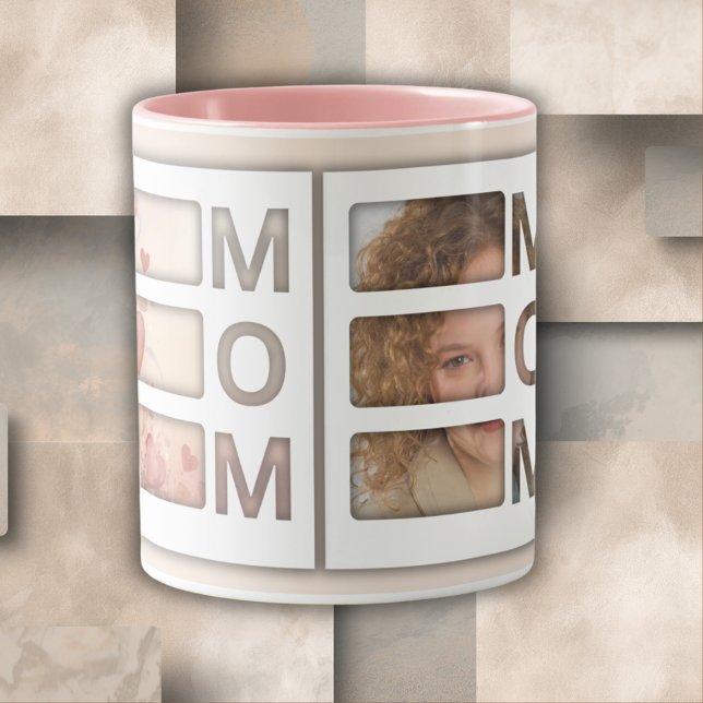 Custom best Mom 3 Photo Grid Birthday Keepsake Mug (Creator Uploaded)