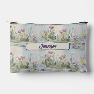 Custom Best Mom Ever Botanical Watercolor Floral Accessory Pouch