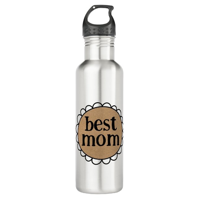Custom BEST MOM Scalloped Edge 710 Ml Water Bottle (Front)