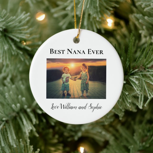 Custom Best Nana Ever Photo  Ceramic Ornament (Tree)