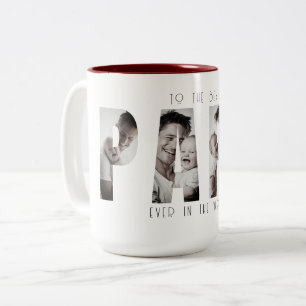 Custom Best Papa Ever Photo Collage Two-Tone Coffee Mug