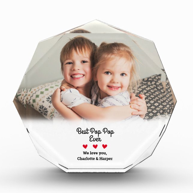 Custom Best Pop Pop Ever Keepsake Photo Block (Front)