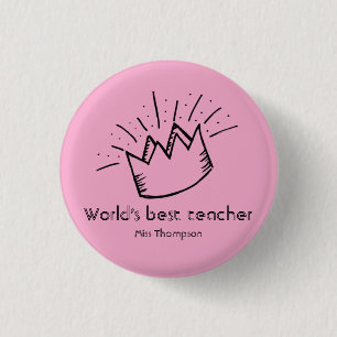 Custom best teacher appreciation school name pink 1 inch round button