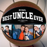 Custom BEST UNCLE EVER Modern Cool Family 3 Photo  Basketball<br><div class="desc">Perfect for your coolest uncle: A BEST UNCLE EVER customized photo collage basketball with your 3 favourite photos, his name, and a custom message from you as well as names and year. Great Christmas Holiday gift or an awesome surprise for his birthday, surely a keepsake he'll love for years to...</div>