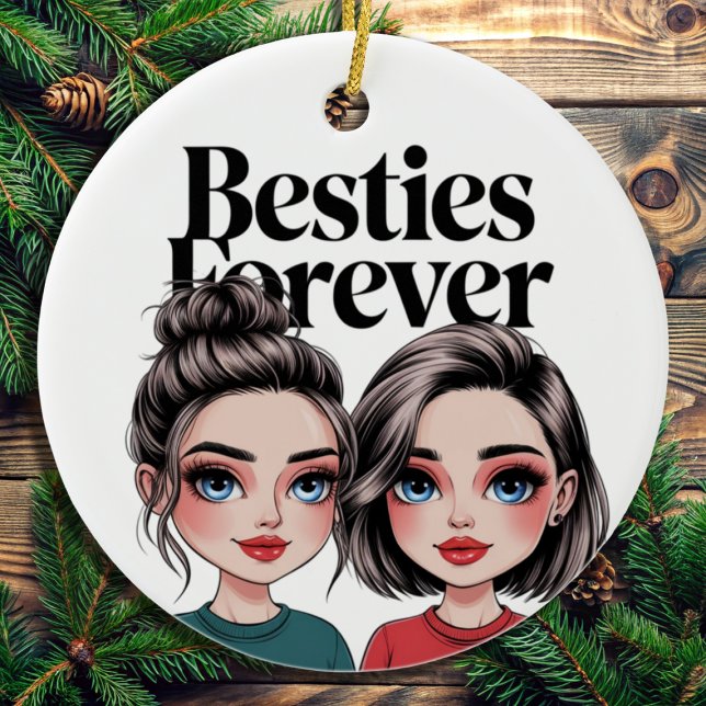Custom Besties Best Friend Gift BFF Christmas Gift Ceramic Ornament (Creator Uploaded)